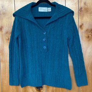 Green/Turquoise Womens Loose Collar Sweater Super SOFT small